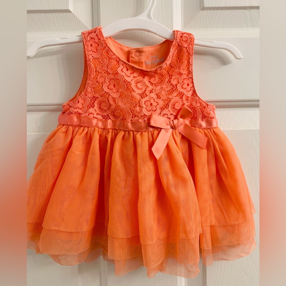 Cat & Jack Baby Girl Peach Color Dress, Size (3-6 Months)